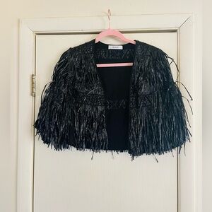 Milly fringe Milan Whimsygoth fairycore avant goth crop bolero statement jacket